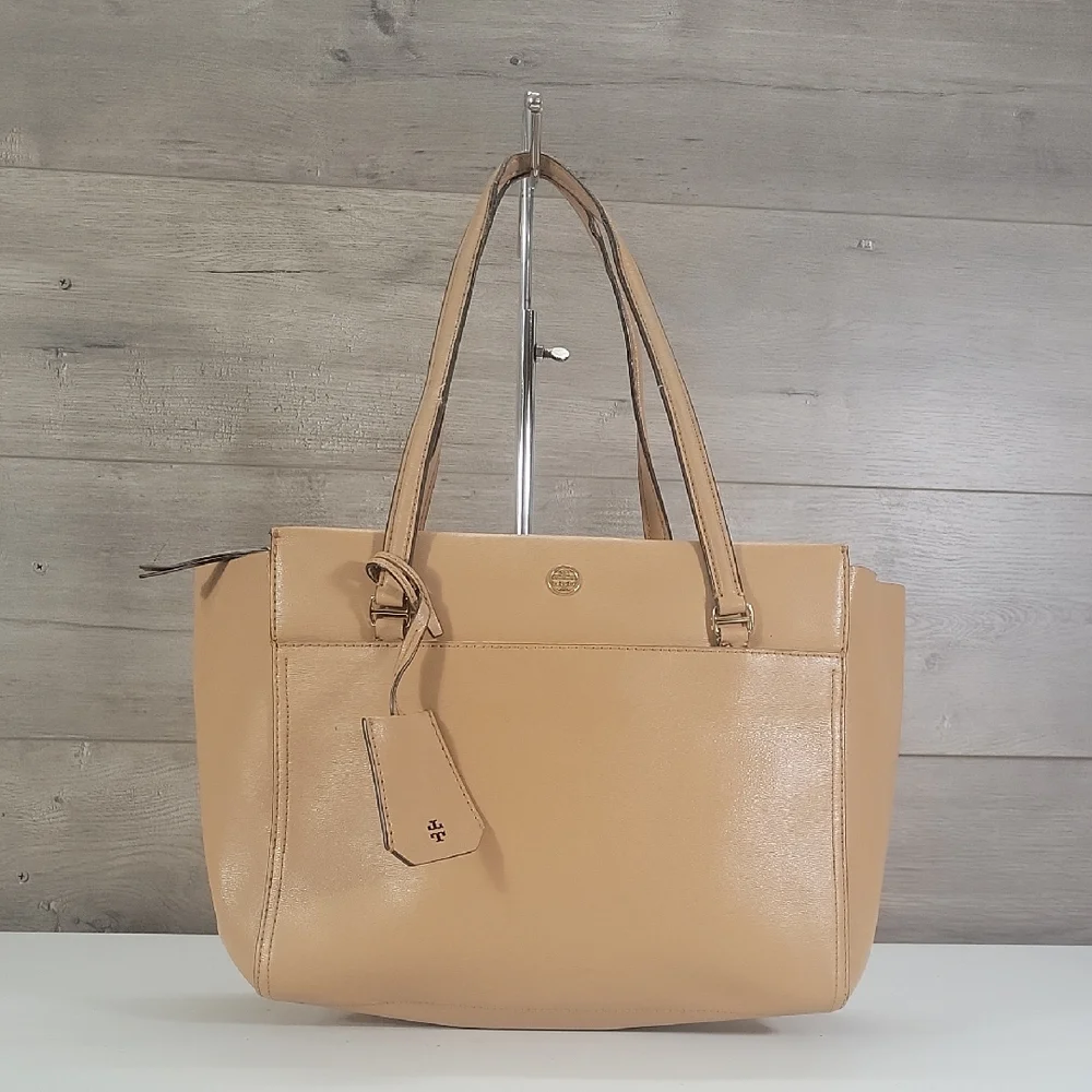 Tory Burch Tan Leather Tote Bag with Shoulder Straps